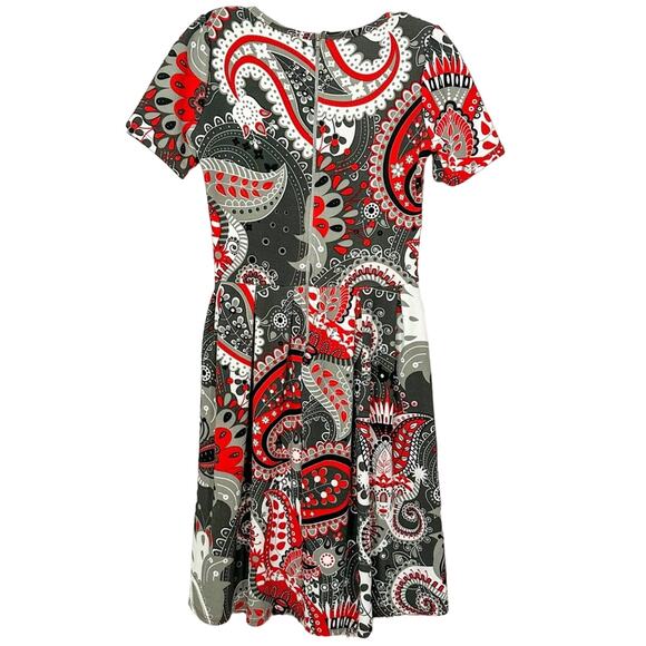 LulaRoe Amelia Black, Gray, Red, and White Fit and Flare Dress, EUC, Size XS - Picture 10 of 11